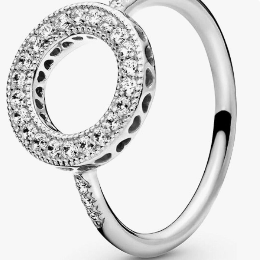 Pandora Jewelry Hearts of Pandora Halo Cubic Zirconia Ring in Sterling Silver